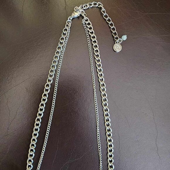 SIMPLY VERA/VERA WANG Necklace Coral Orange Floral Rhinestone Silver Tone - Picture 5 of 5